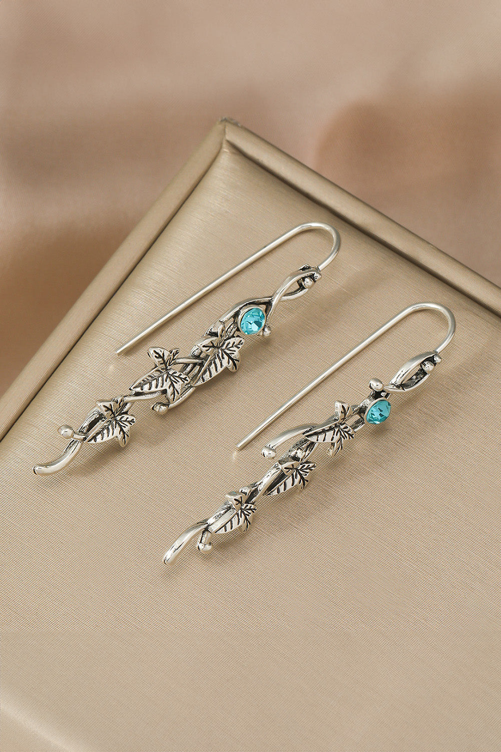 August Leaf Gemstone Dangle Earrings