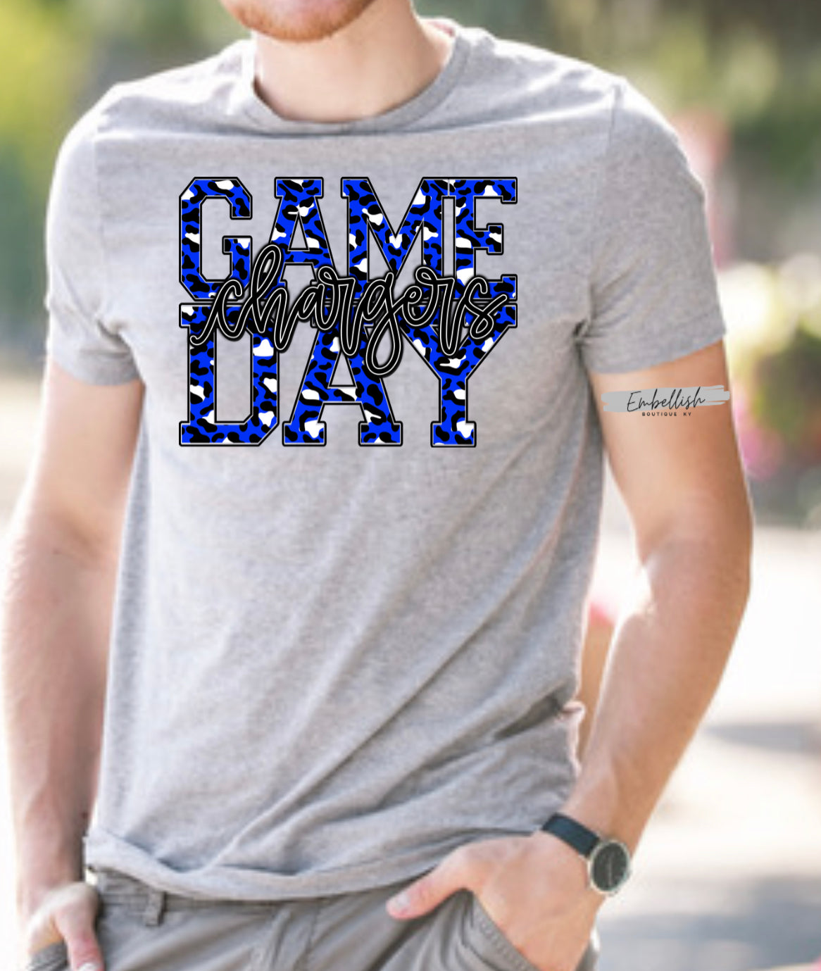 Game Day Chargers -Blue Leopard