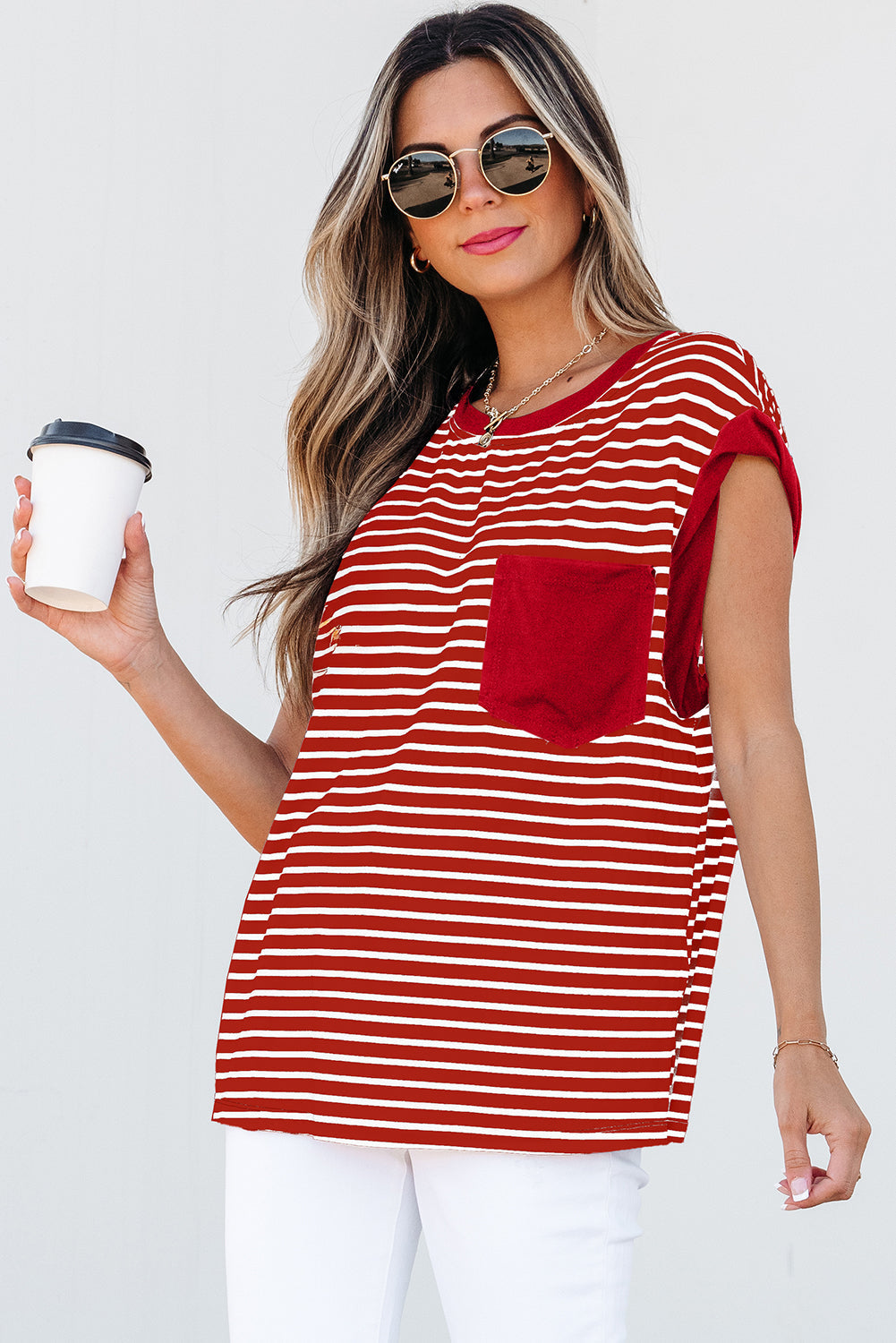 Annika Stripe Round Neck Tank Top