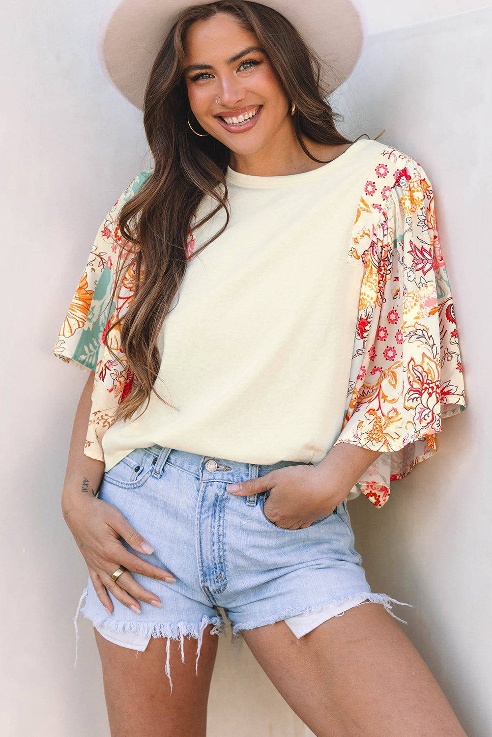 Sariyah Floral Half Batwing Sleeve Blouse