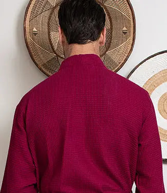 Waffle Spa Bathrobe for Men - Absorbent, Lightweight