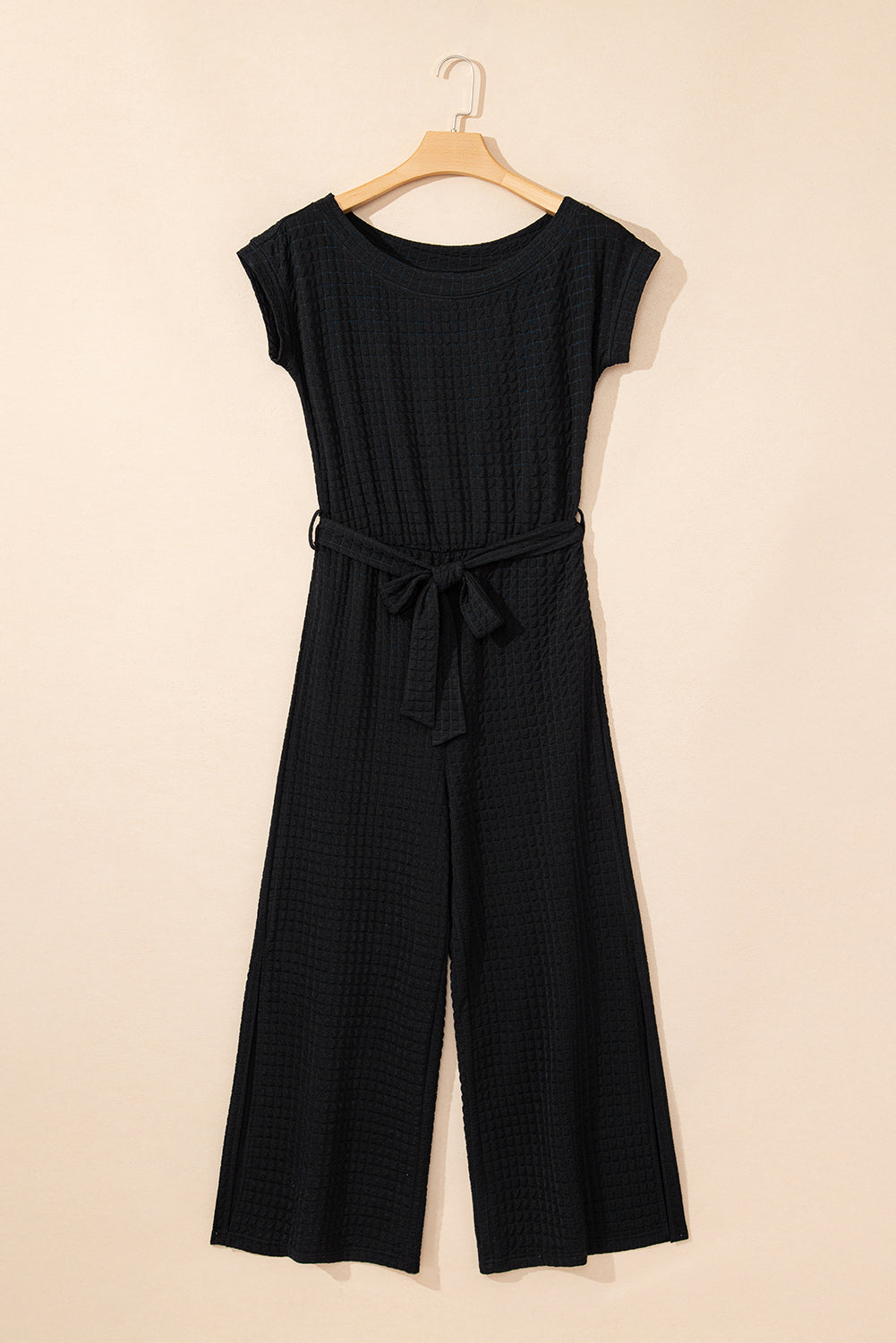 Georgina Checkered Mesh One Shoulder Short Sleeve Jumpsuit