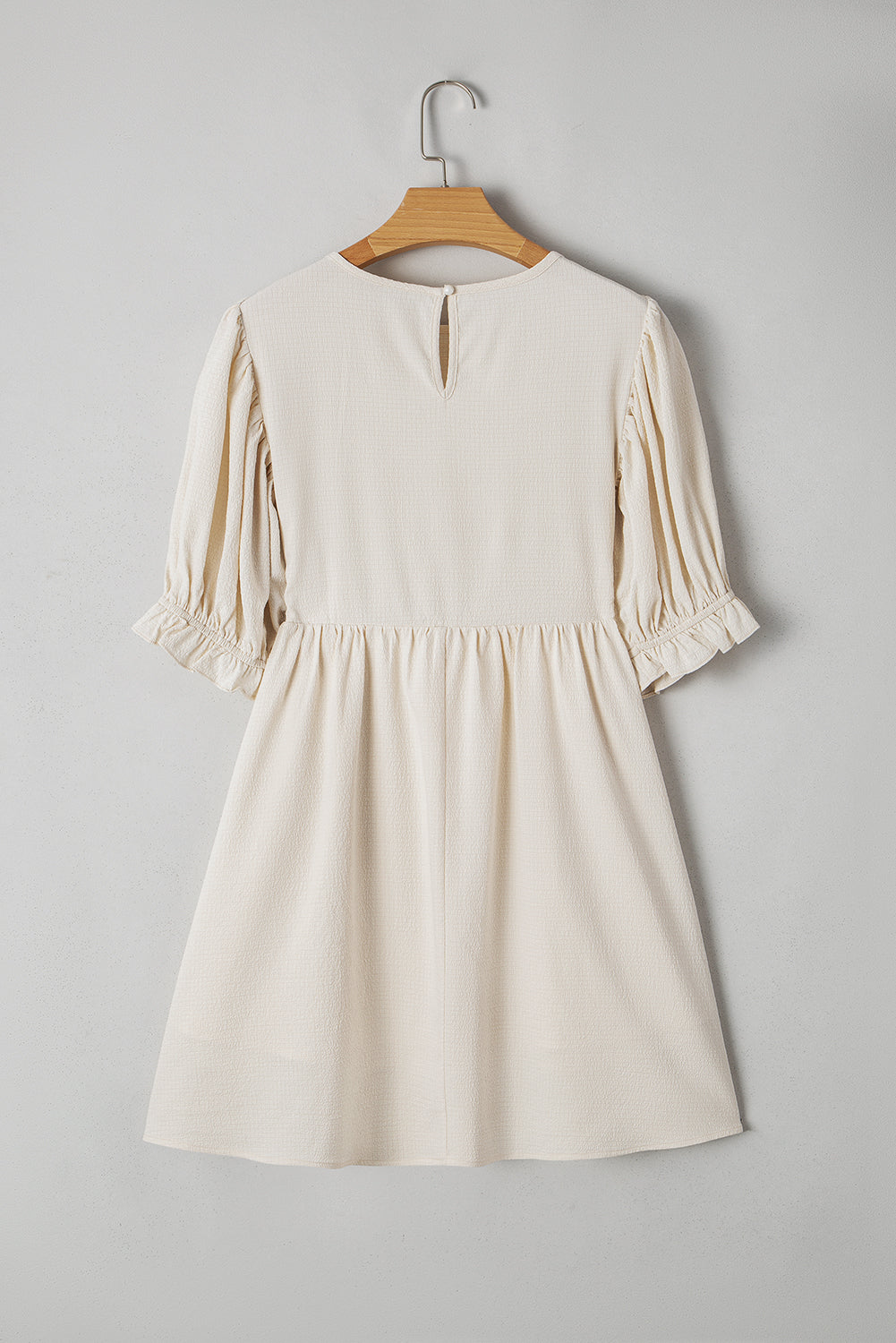 Dania Textured Ruffled Puff Sleeve Loose Dress