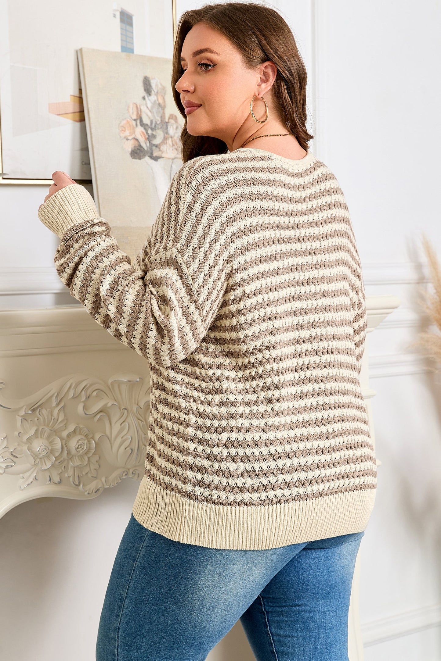Emory Stripe Drop Shoulder PLUS Sweater
