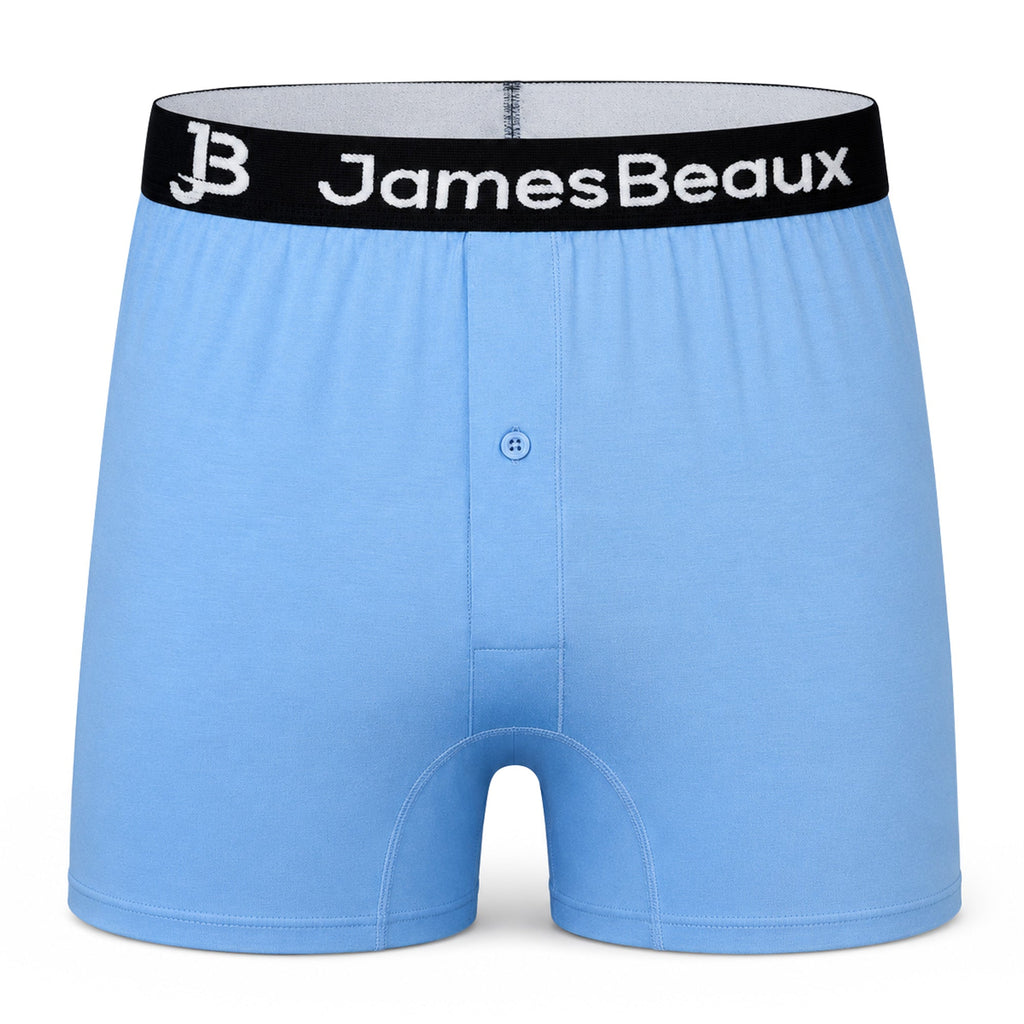 Men's Bamboo Boxer Shorts - Anti-Chafe & Breathable Underwear (Blue)