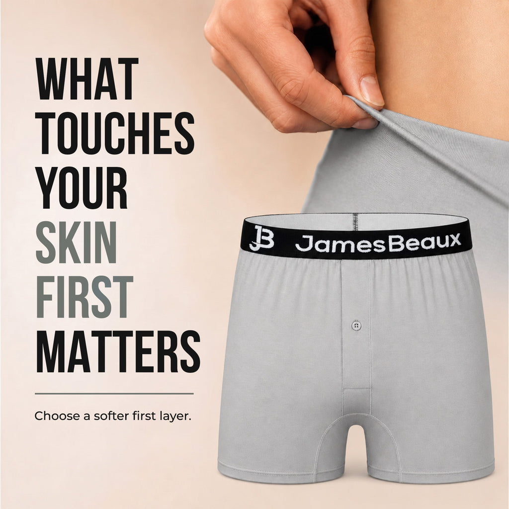 Men's Bamboo Boxer Shorts - Ultra-Soft & Breathable Underwear (Heather Gray)