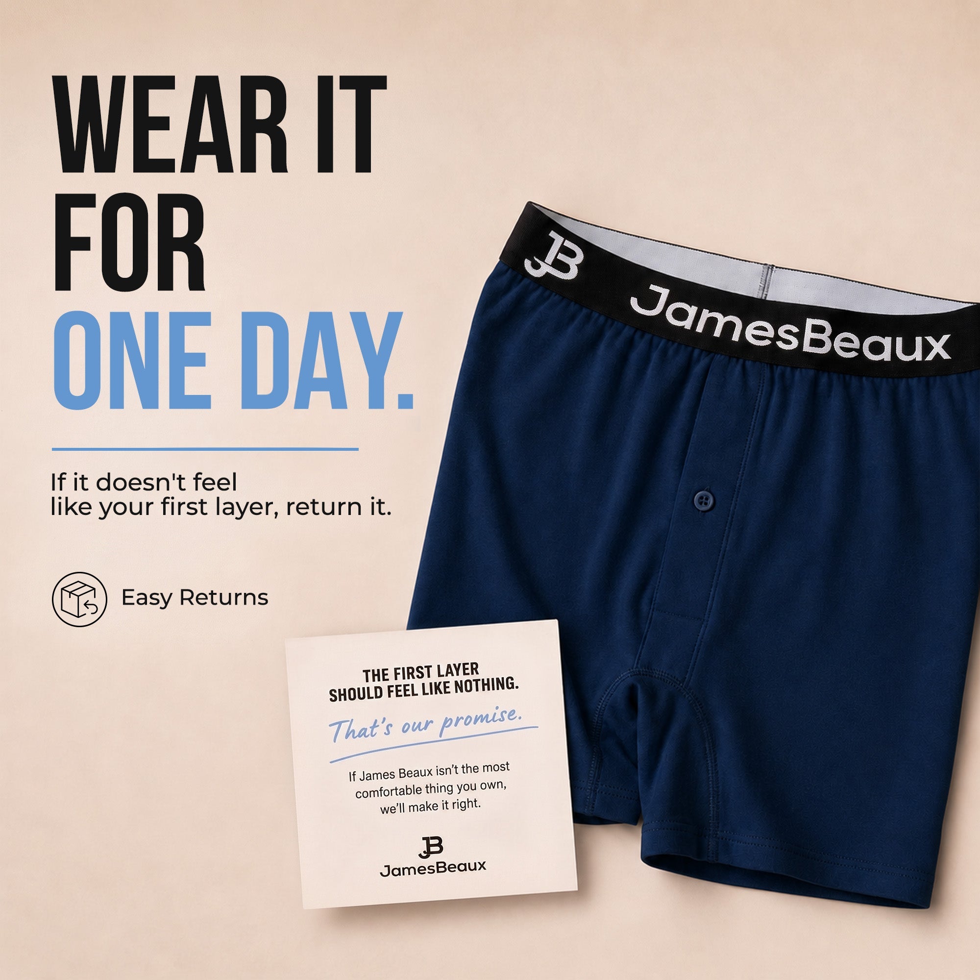 Men's Bamboo Boxer Shorts - Anti-Chafe & Breathable Underwear (Navy)