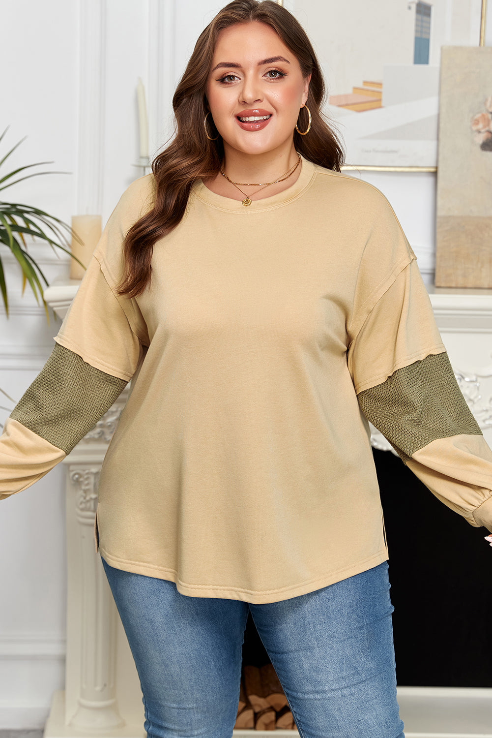 Bethany Patchwork Drop Shoulder PLUS Pullover