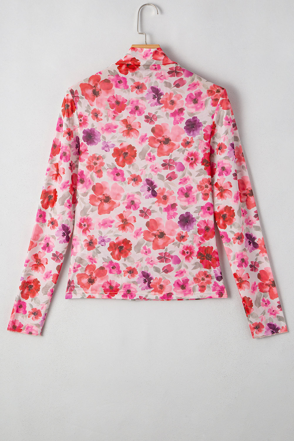 Rosalie Floral Long Sleeve Slim Fit Mesh Top