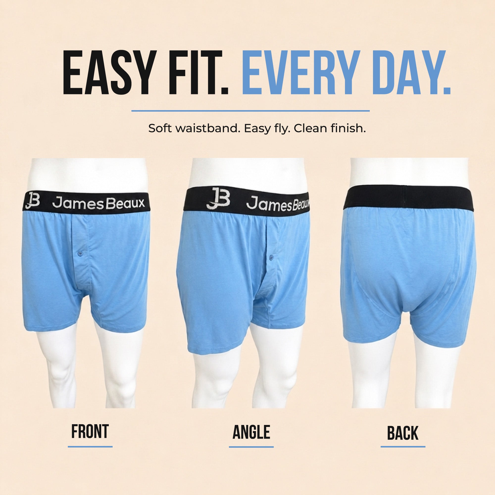 Men's Bamboo Boxer Shorts - Anti-Chafe & Breathable Underwear (Blue)