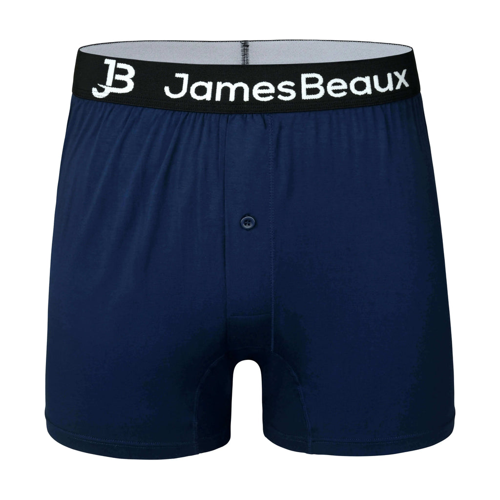 Men's Bamboo Boxer Shorts - Anti-Chafe & Breathable Underwear (Navy)