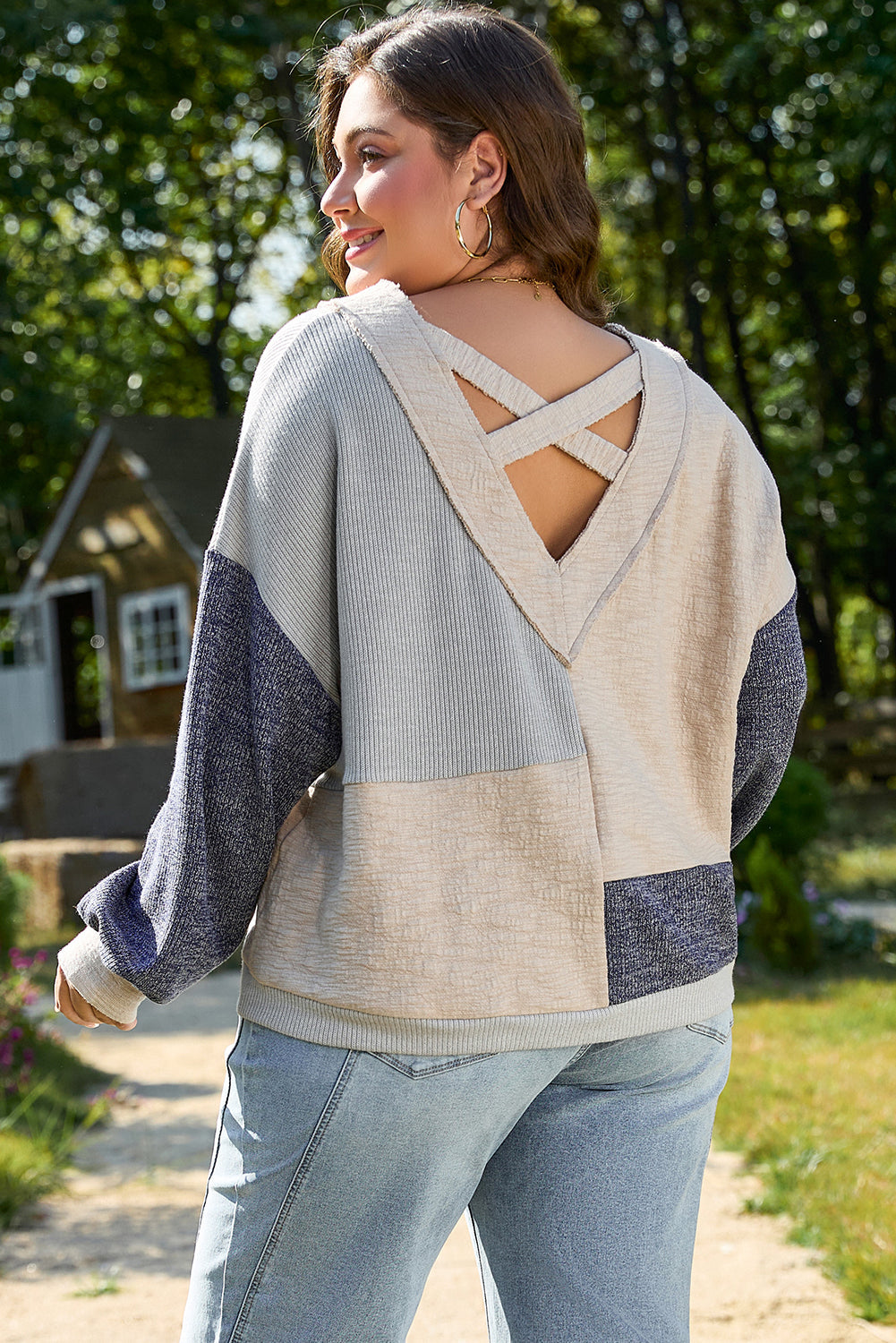 Elaina Plus Size Textured V Neck Top