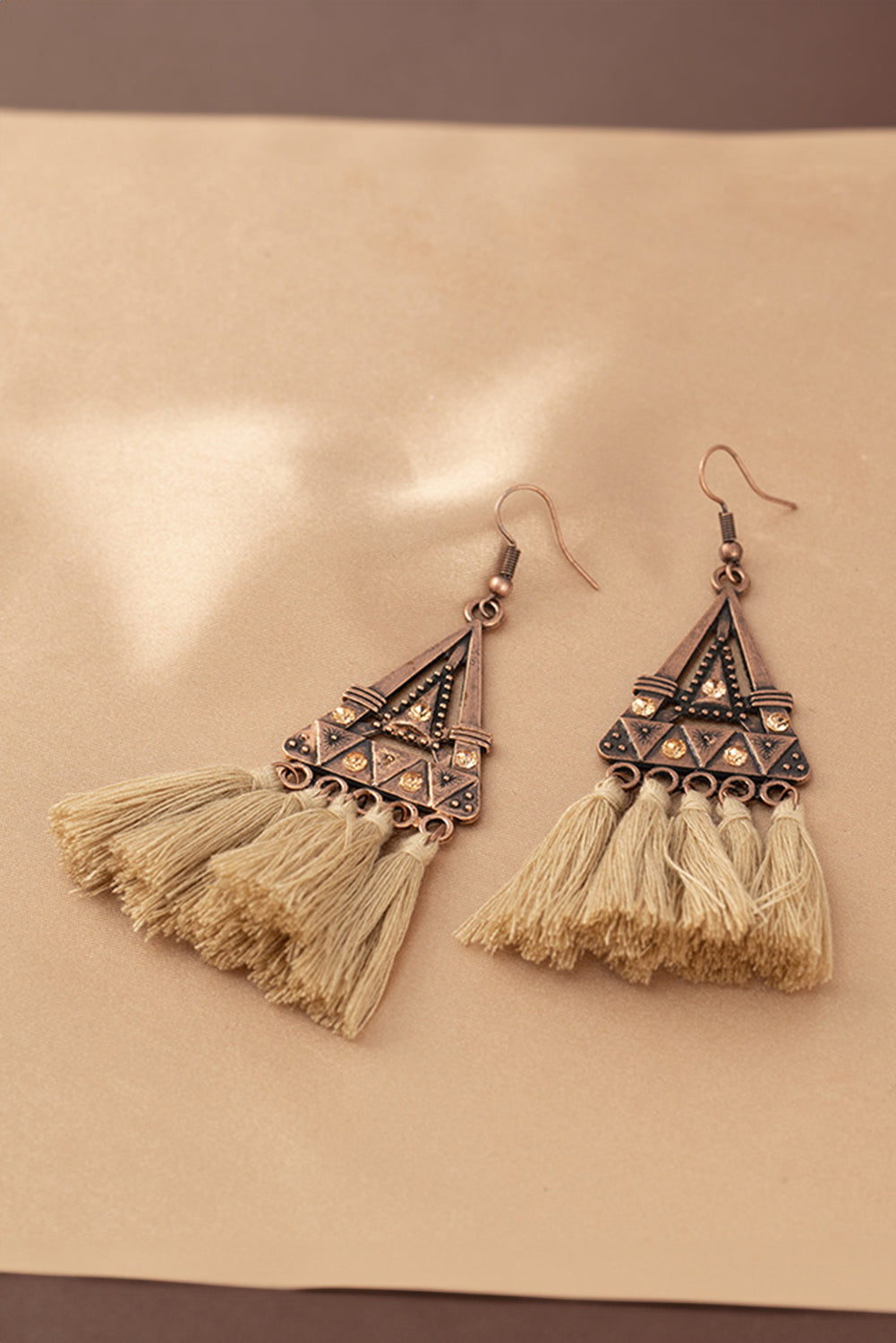 Allison Triangle Metal Tasseled Earrings