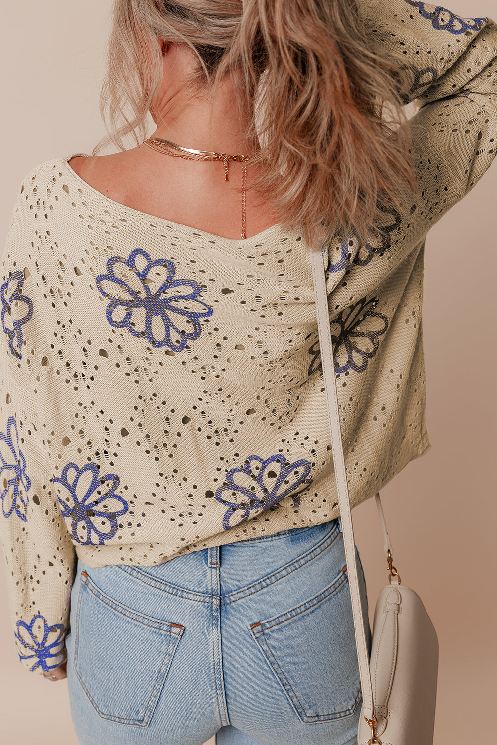 Harper Eyelet Drop Shoulder Sweater