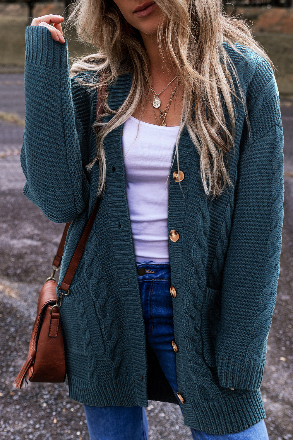 Gianna Knit Front Baggy Cardigan