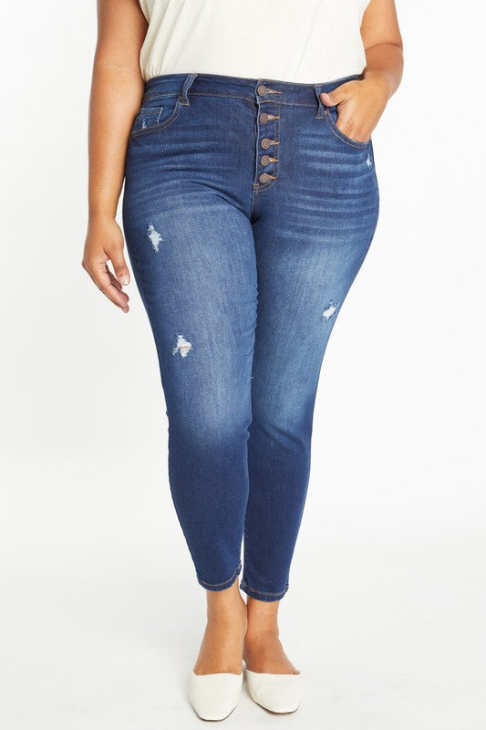 CURVY DESTRUCTED ANKLE SKINNY JEAN