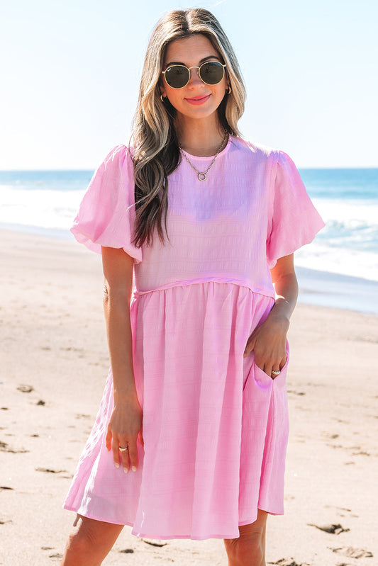 Winona Bubble Sleeve High Waist Mini Dress