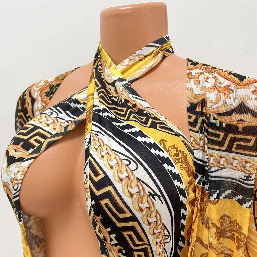 Long Sleeve Cover Up One Piece Swimsuit Set