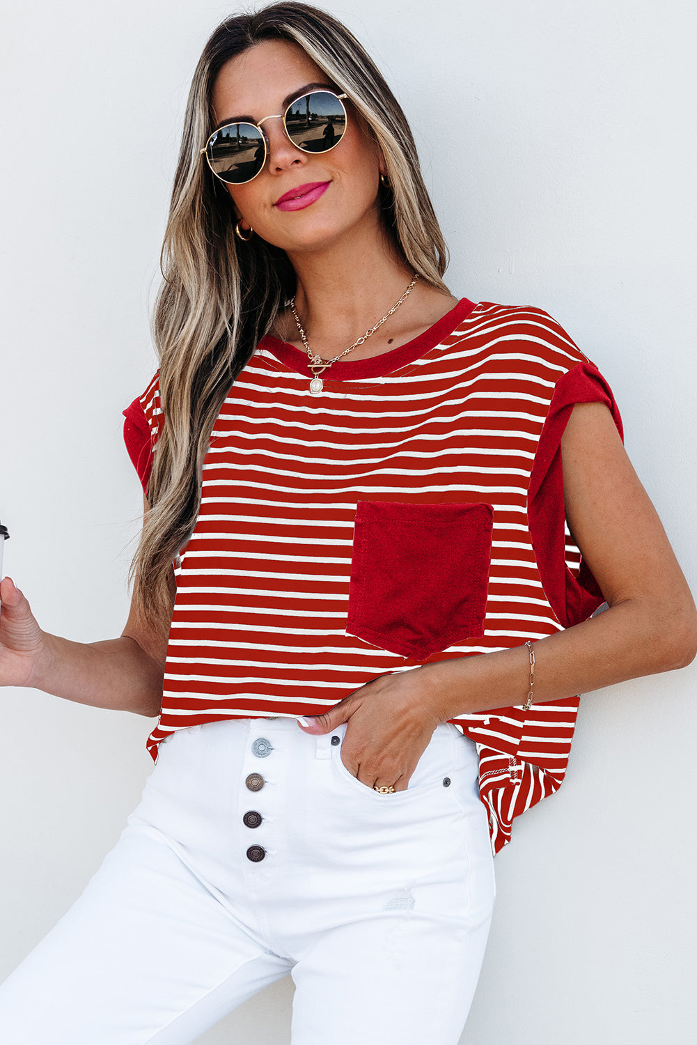Annika Stripe Round Neck Tank Top