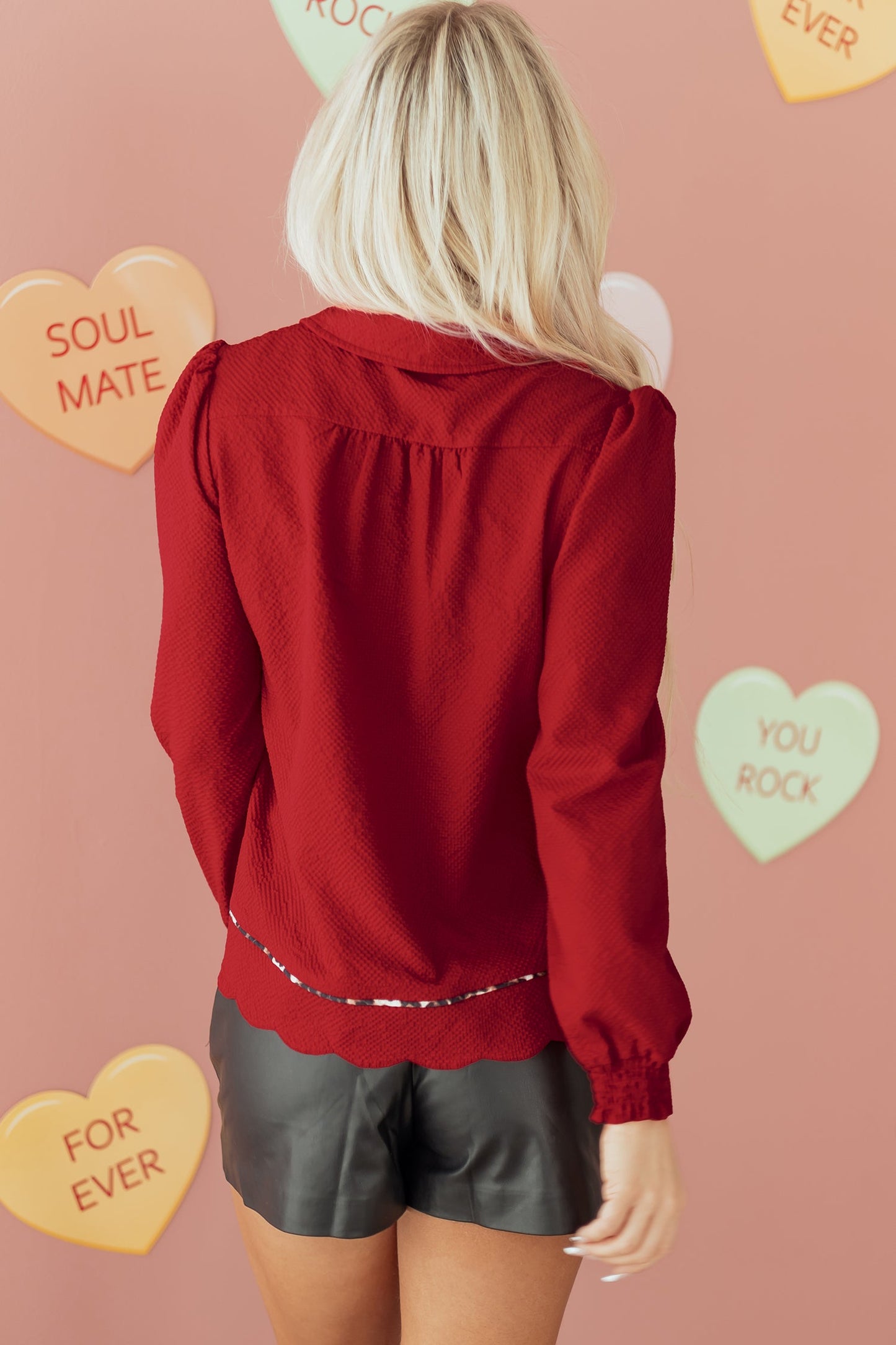 Alma Contrasted Trim Textured Blouse