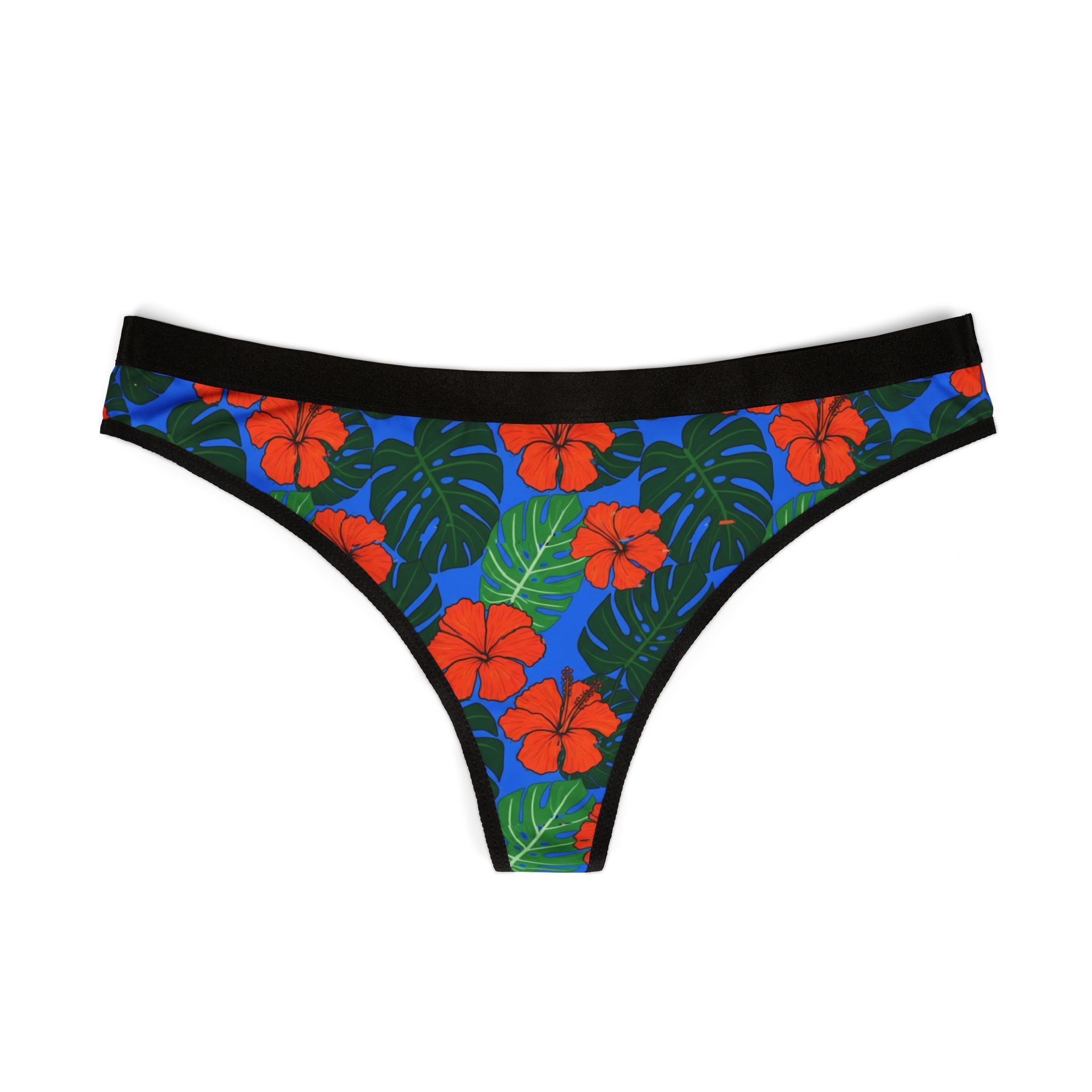 Floral Hibiscus Tropical Women's Thong — Vibrant Island Print Underwear