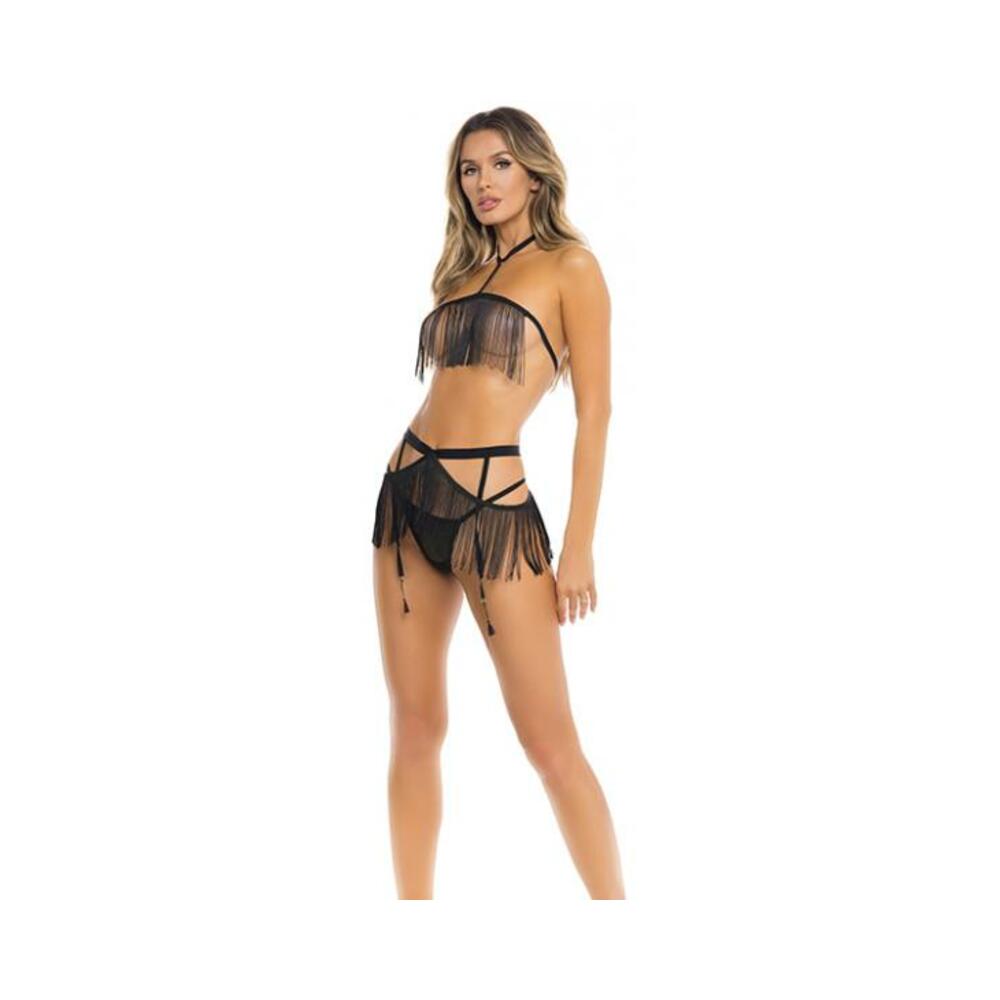 Black Tassel Fringe 3-Piece Lingerie Set