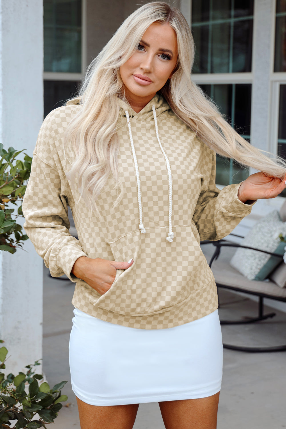 Harper Print Kangaroo Drawstring Hoodie