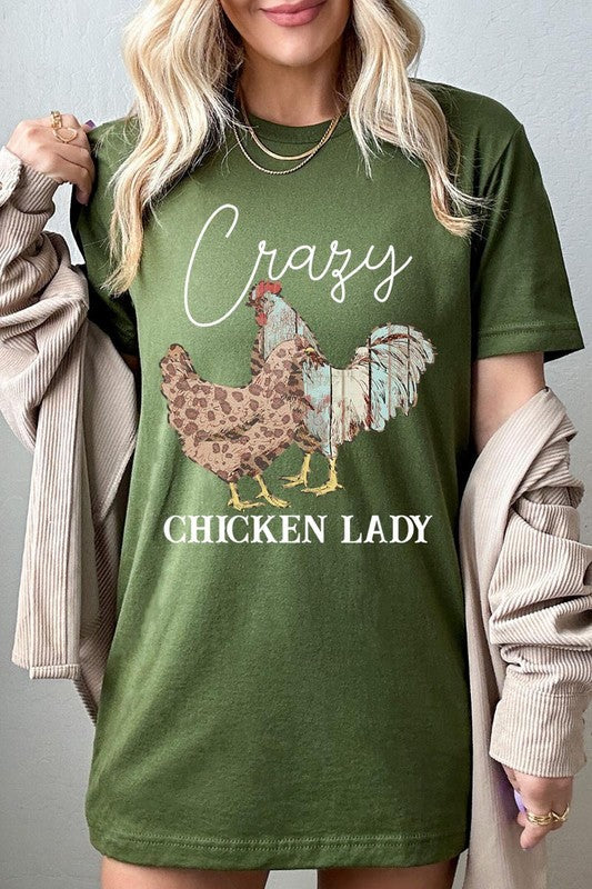 Crazy Chicken Lady Graphic T Shirts