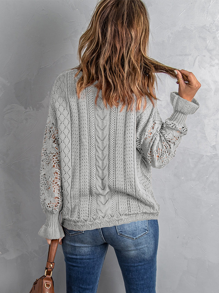 Scarlett Lace Pointelle Knit Sweater
