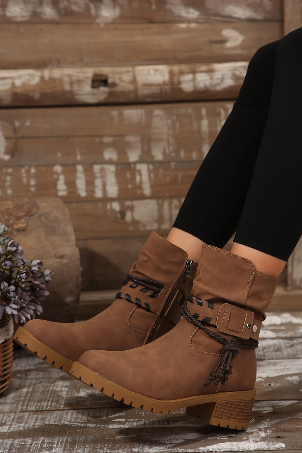 Mila Strap Side Zip Boots