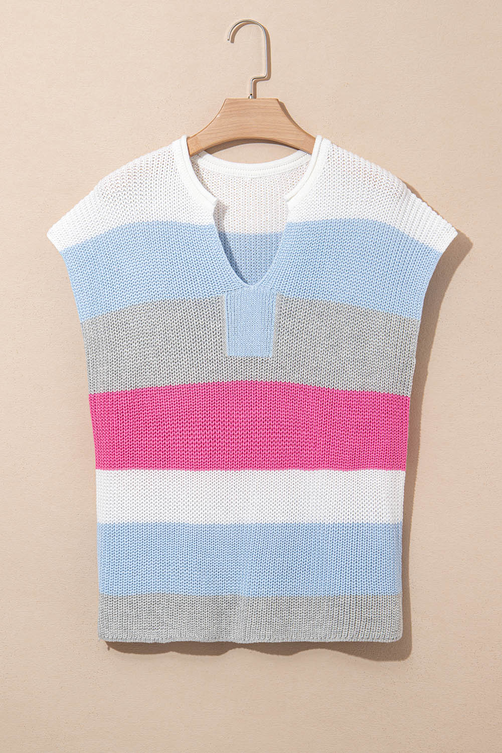 Elliot Color Block Notch V Neck Sweater Top