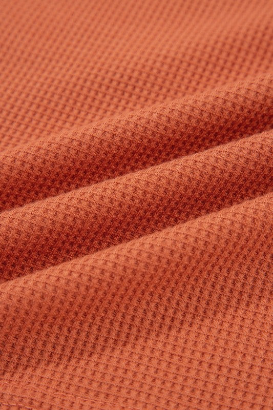 Stripe Waffle Patchwork Hooded Long Sleeve Top