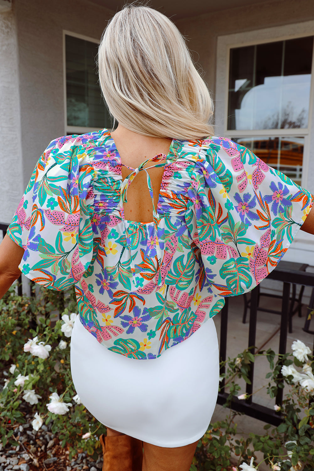 Marlowe Loose Fit Puff Sleeve Square Neck Blouse