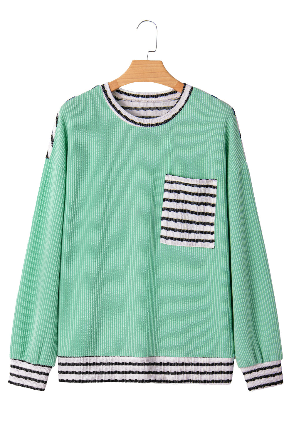 Claire Contrast Striped Patchwork Long Sleeve Top