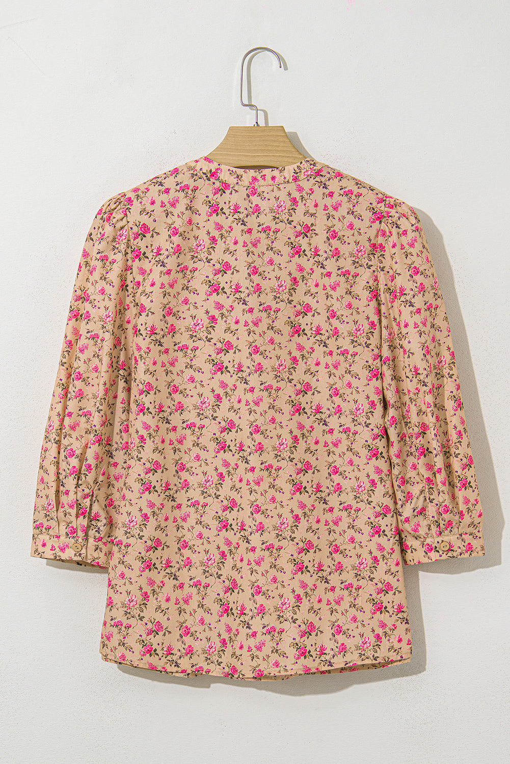 Sadie Floral Bow Pin-tuck Bust Half Puff Sleeve Blouse