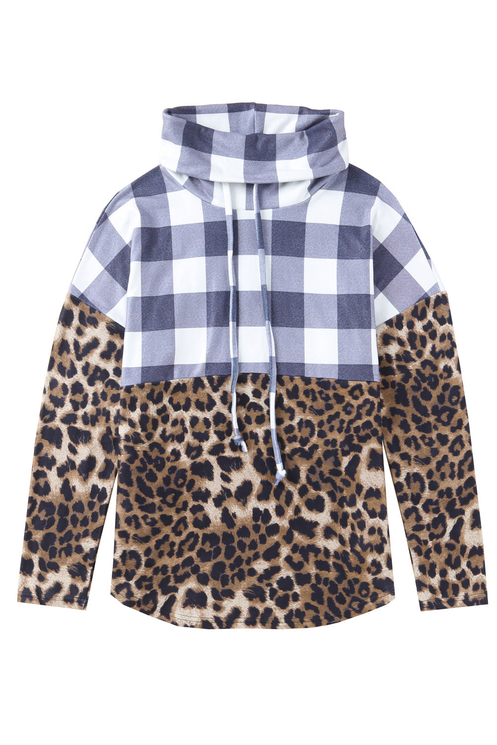 Beth Plaid Patchwork Cowl Sweatshirt