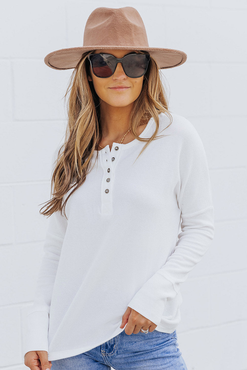 Harper Waffle Knit Henley Top
