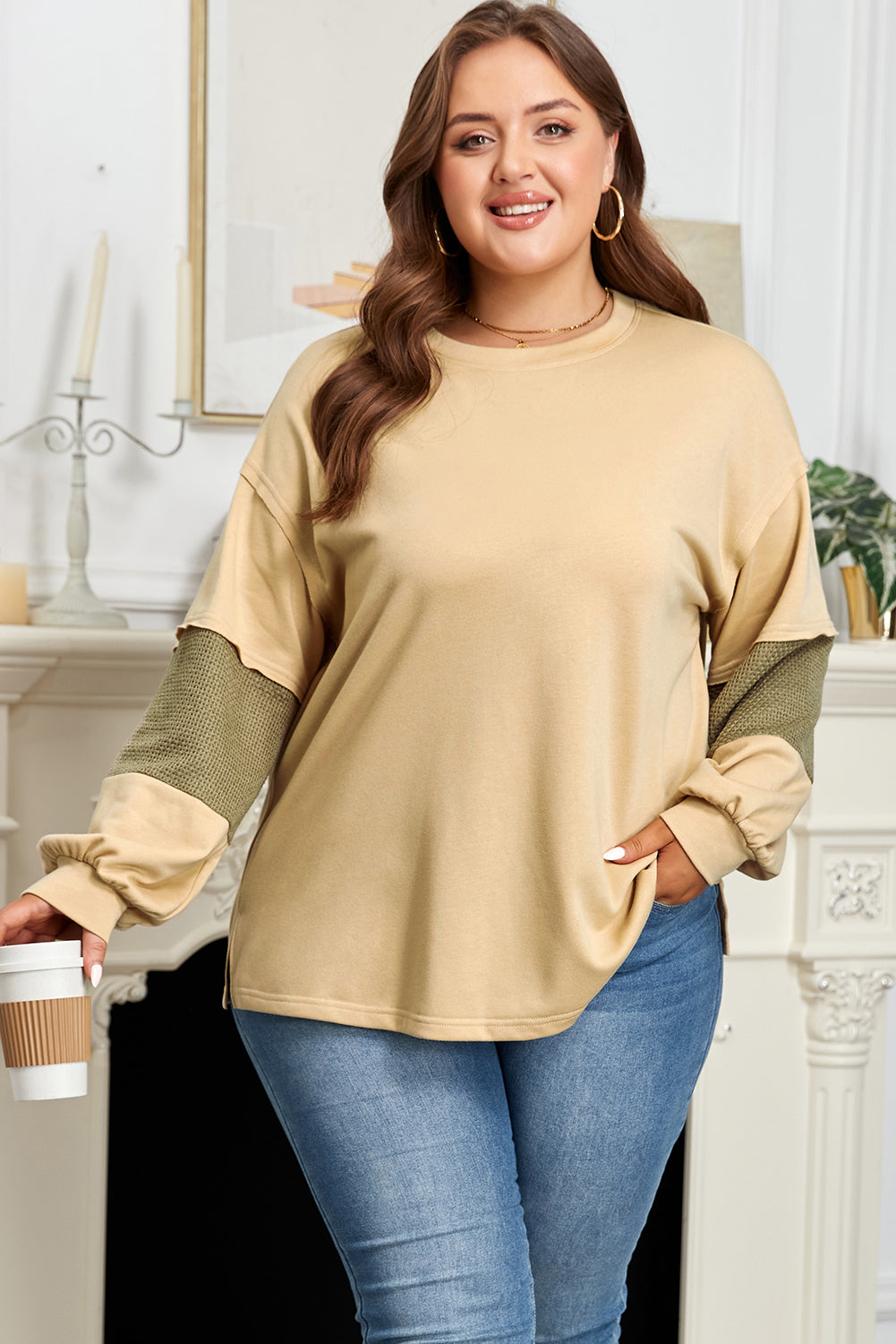 Bethany Patchwork Drop Shoulder PLUS Pullover