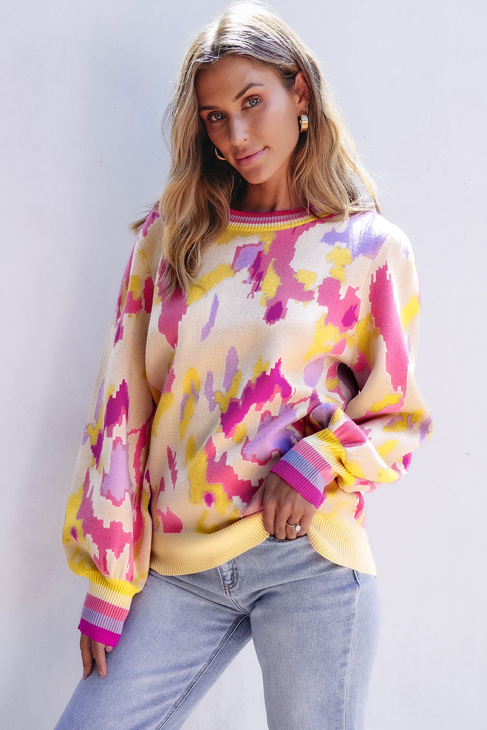 Aria Colorblock Balloon Sleeve Sweater