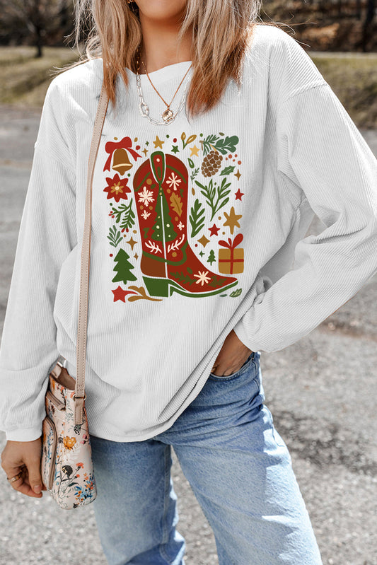 Evangeline Rib Drop Shoulder Sweatshirt