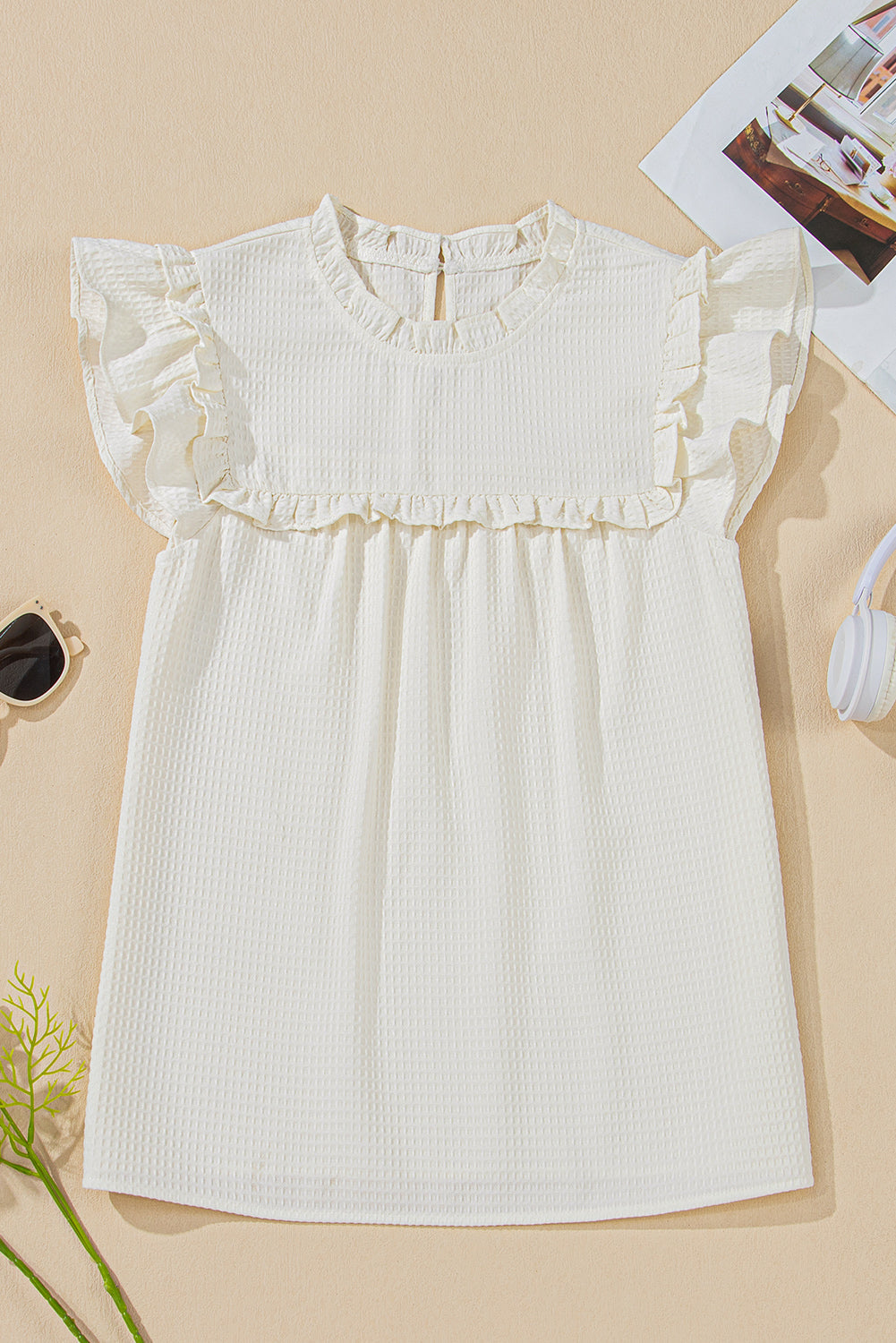 Ava Trim Waffle Knit Blouse