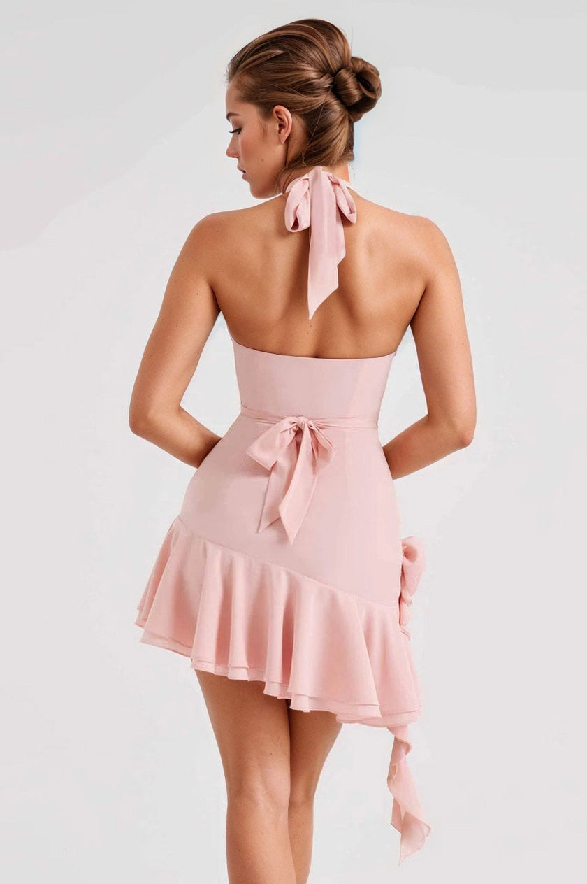 Cowl Neck Halter Mini Dress