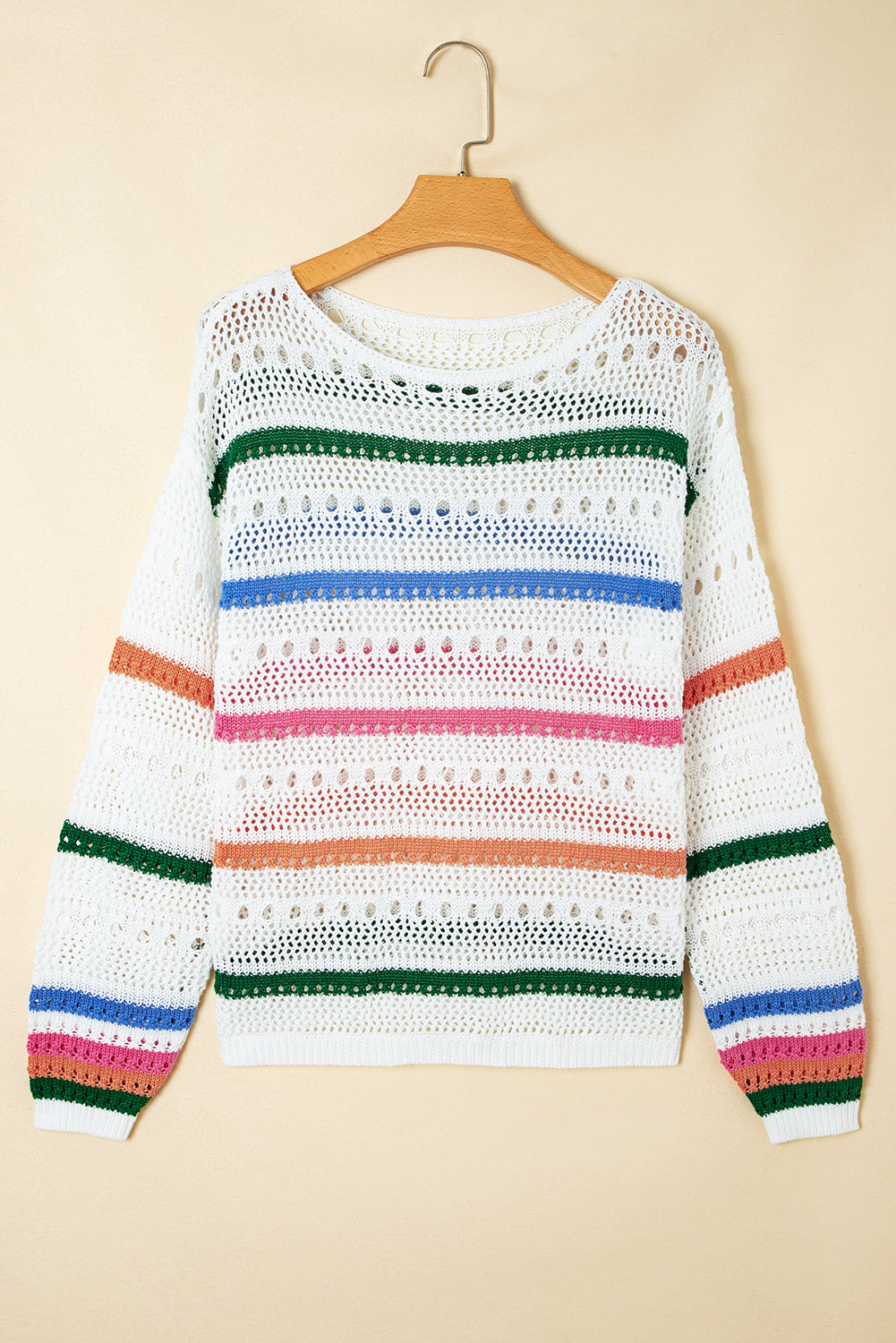 Cheyenne Striped Pointelle Knit Sweater