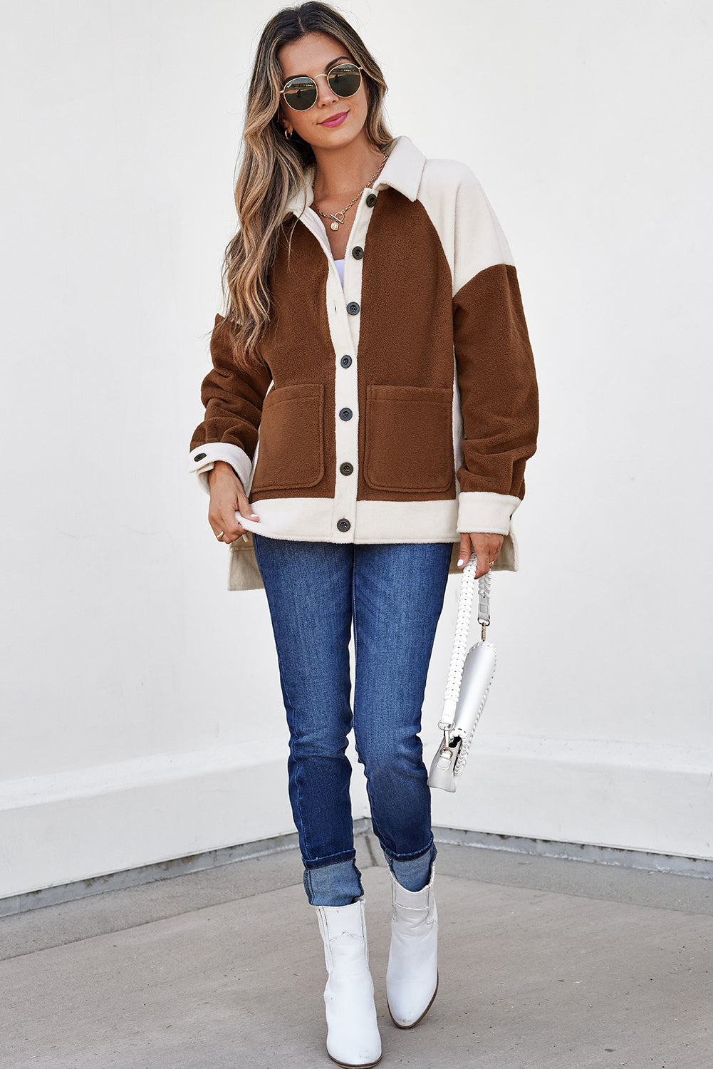 Alia Patchwork Down Fleece Shacket