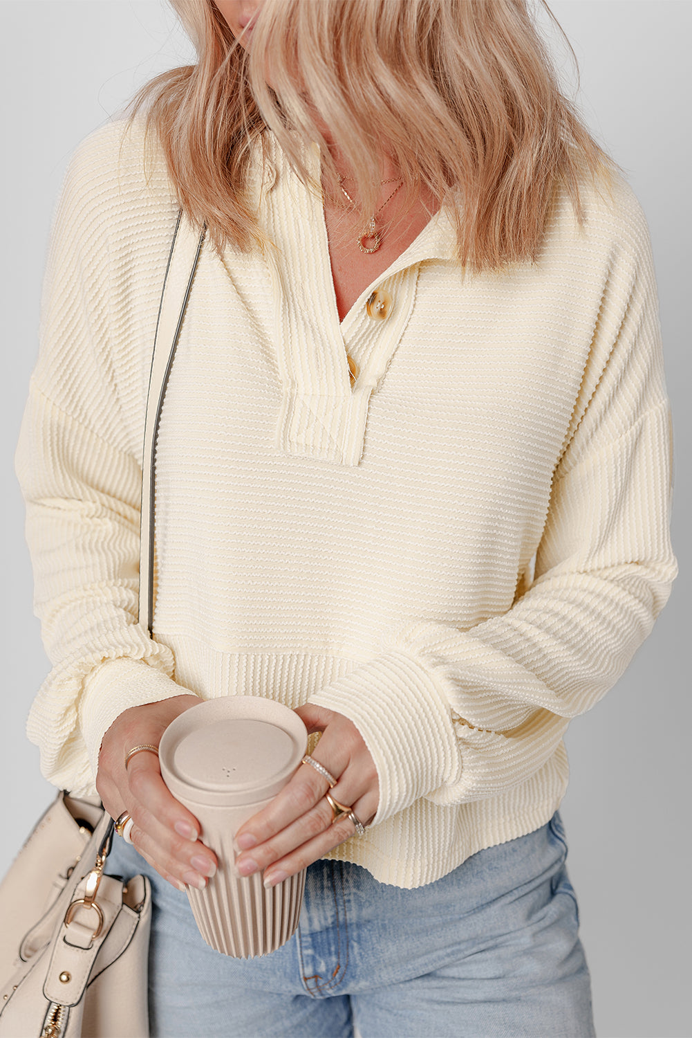 Evelyn Lantern Sleeve Henley Sweatsuit