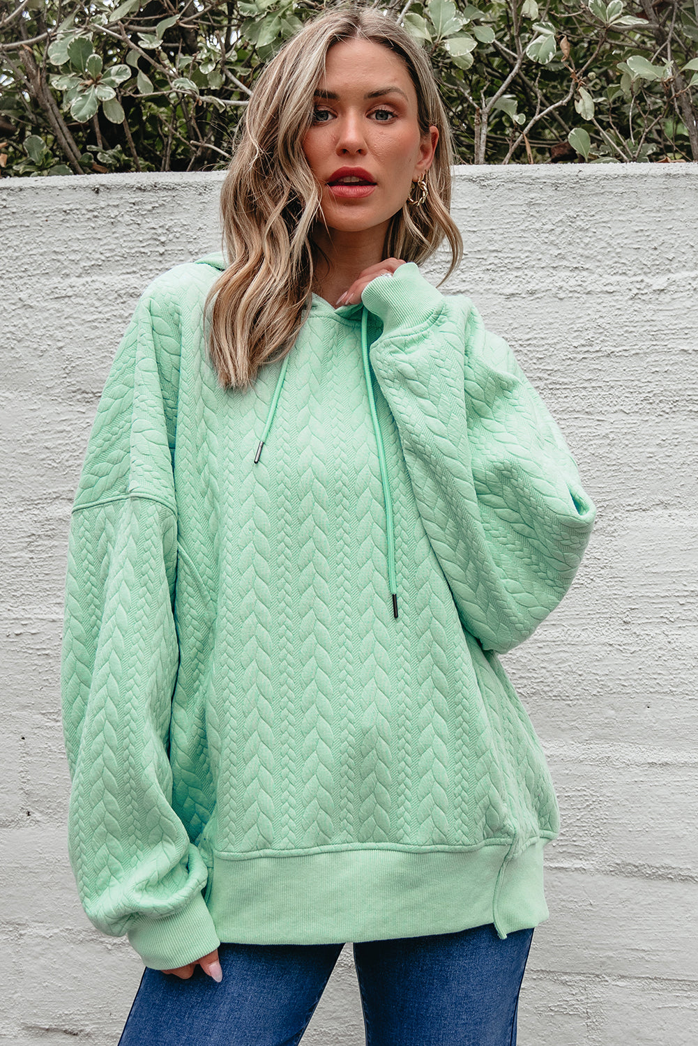 Promise Textured Baggy Solid Hoodie