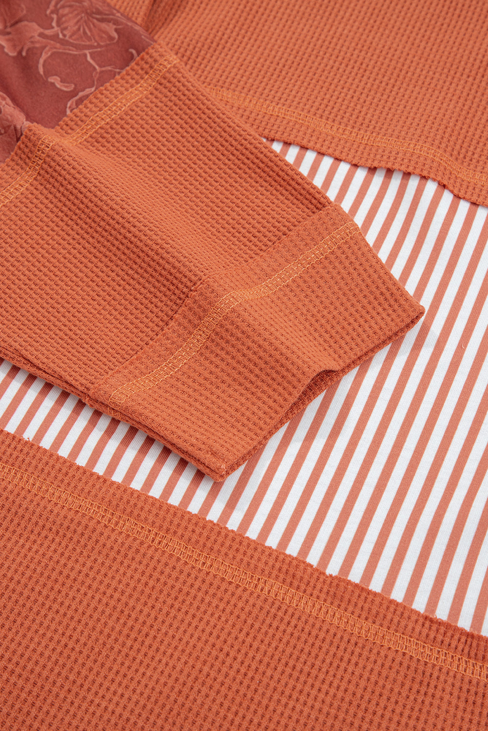 Taytum Patchwork Drawstring Hooded Long Sleeve Top