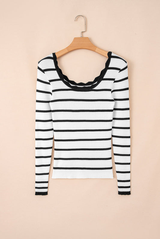 Sutton Striped Ribbed Slim Sweater