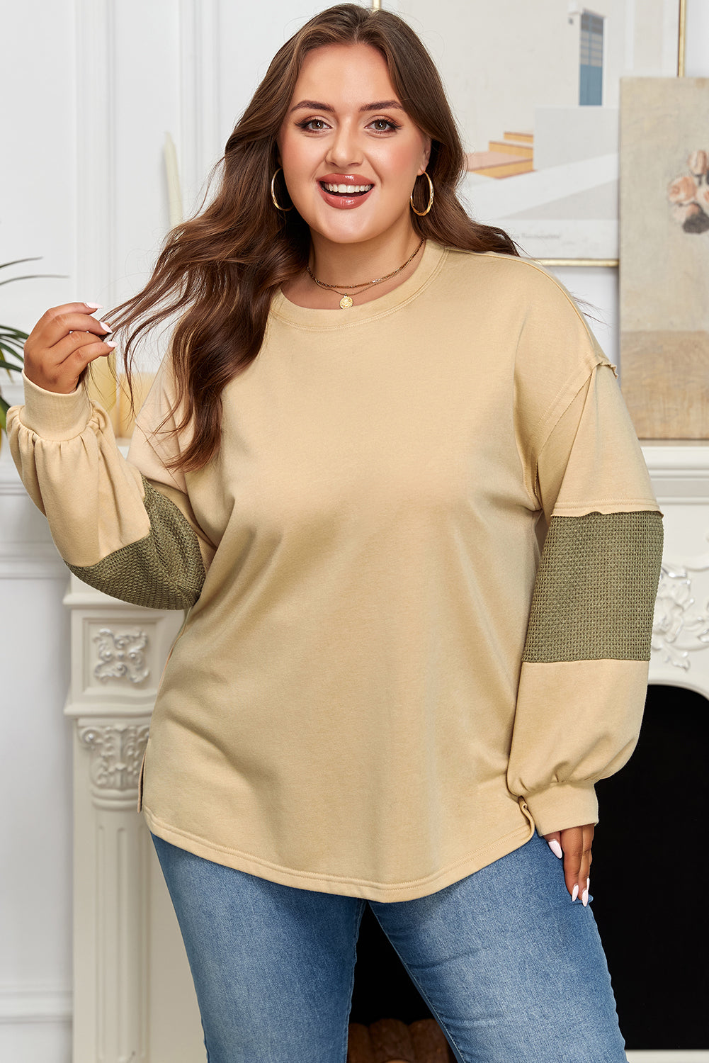 Bethany Patchwork Drop Shoulder PLUS Pullover