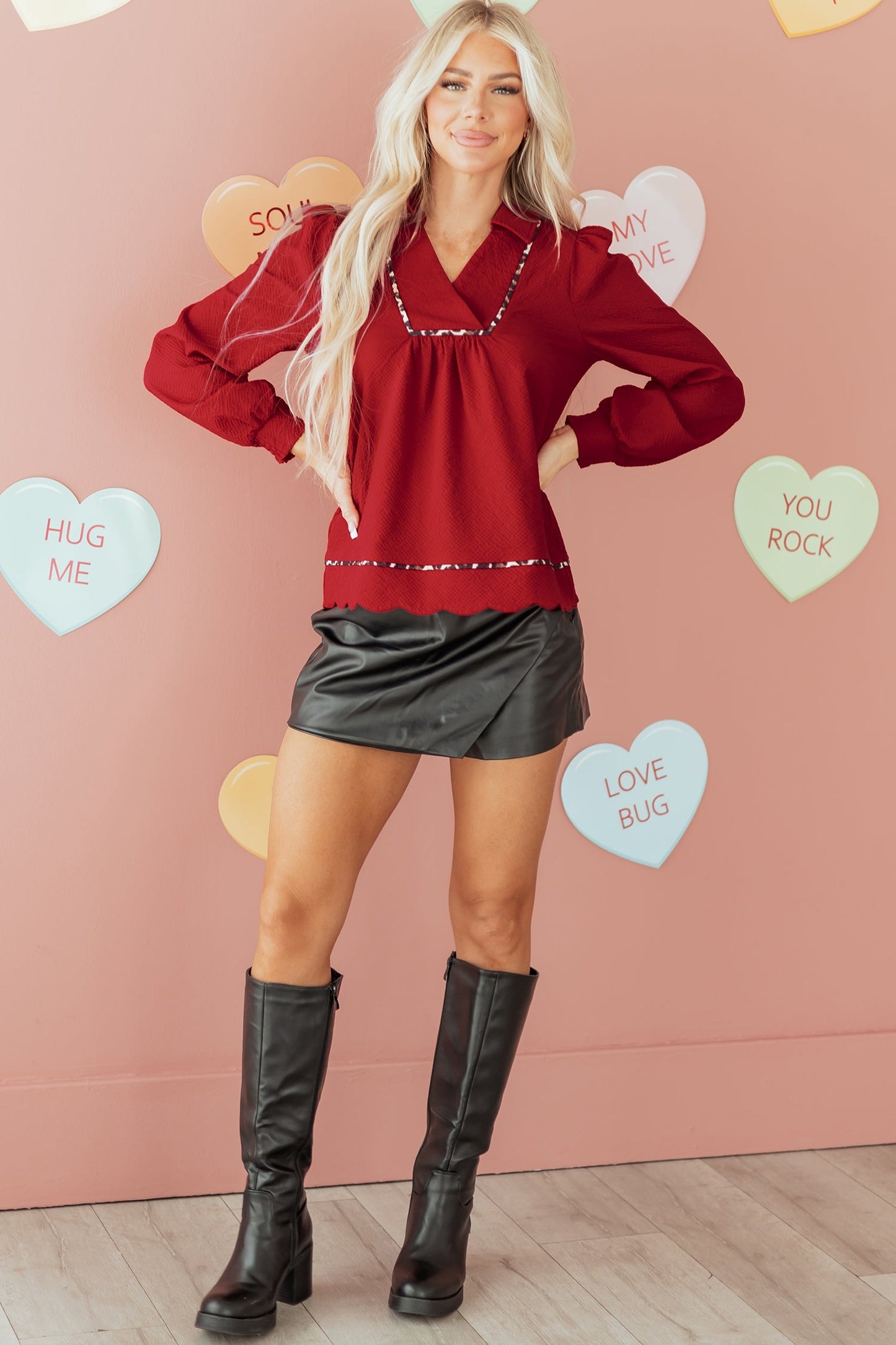 Alma Contrasted Trim Textured Blouse